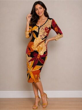 NWT The Kit by Daniel Vosovic  Gisela Bamboo Dress In Bali Orchids S Host Pick